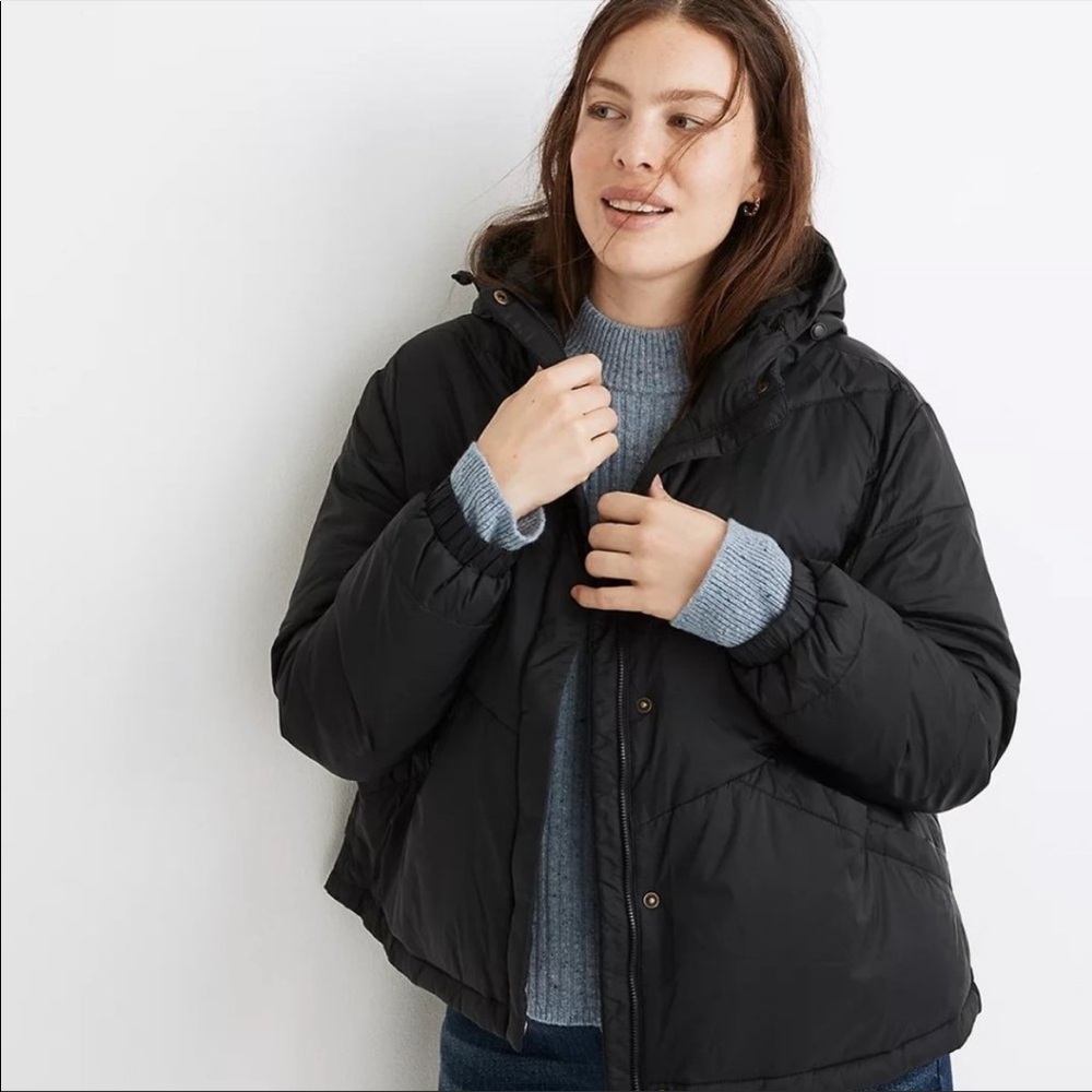 Madewell black puffy puffer jacket / packable